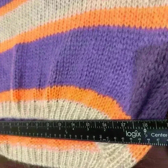 NWT Bellerina Women’s M Neon Stripe Mohair Sweater Colorblock Comfy Cozy‎ - Picture 9 of 11